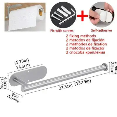 porte rouleau essuie tout 2 fixations adhesif vis 33 5cm 14 5cm 9cm