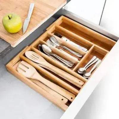 range couvert bambou grande capacite compartiments rangement cuisine