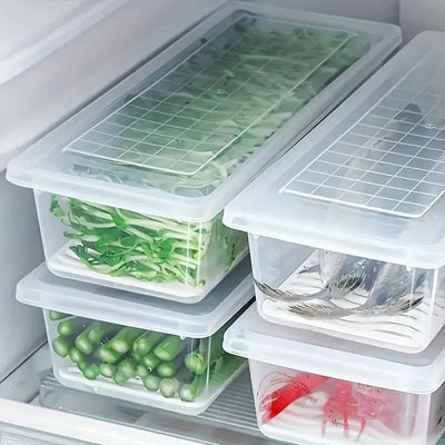 Bac de rangement alimentaire transparent avec couvercle pour organisation du refrigerateur