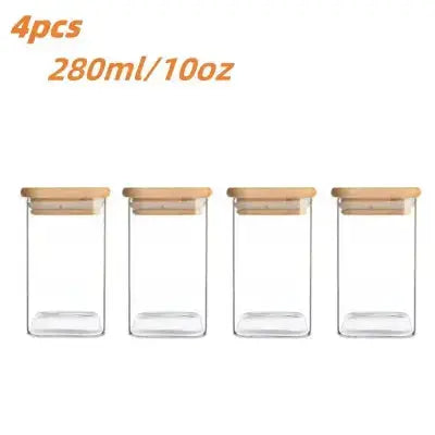 4 bocaux hermetiques avec couvercle en bambou 280 ml