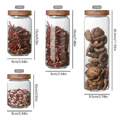 bocaux de conservation en verre bois naturel 450ml 750ml 1000ml 1500ml