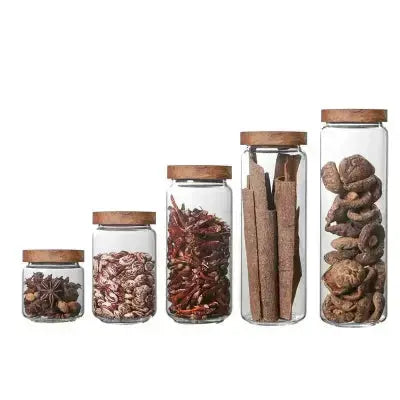 bocaux de conservation en verre bois naturel 5 tailles