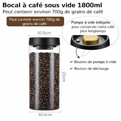 bocal en verre transparent hermetique 1800 ml pompe a vide