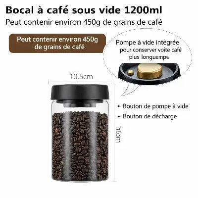 bocal en verre transparent hermetique 1200 ml pompe a vide