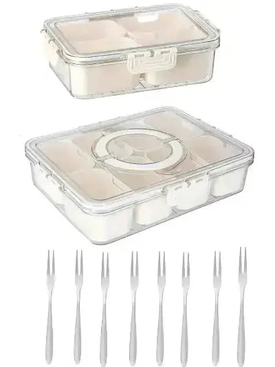 boite gouter compartimentee 4 8 compartiments 8 fourchettes inox incluses