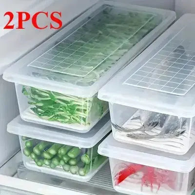 lot de 2 boites de conservation empilables pour frigo rangement