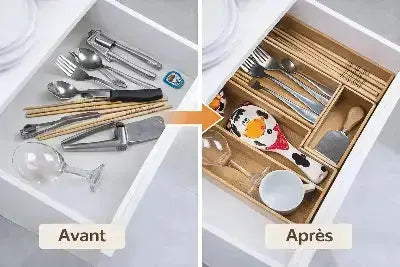 boite rangement japonaise tiroir avant apres organisation cuisine zen