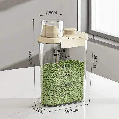  boite rangement transparente 2500ml beige dimensions 16-5x8-2x29-7cm