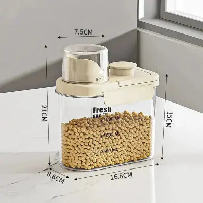 boite rangement transparente 1500ml beige dimensions 16-8x8-6x21cm