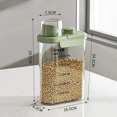 boite rangement transparente 2500ml verte dimensions 16-8x8-6x21cm
