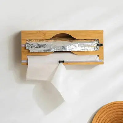 distributeur film alimentaire bambou mural decoupe facile pratique