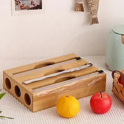 distributeur film alimentaire bambou 3 compartiments organisation pratique