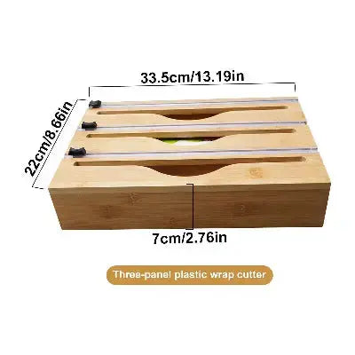 distributeur film alimentaire bambou 33 5cm 22cm 7cm 3 compartiments