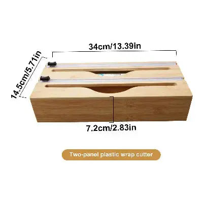 distributeur film alimentaire bambou 34cm 14 5cm 7 2cm 2 compartiments