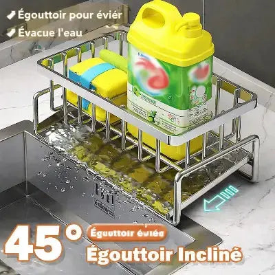 egouttoir evier inox incline 45 degres evacuation eau
