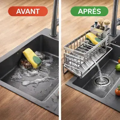 egouttoir evier acier inoxydable avant apres gain de place