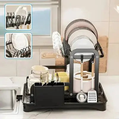 egouttoir vaisselle 2 niveaux rangement assiettes verres compact pratique