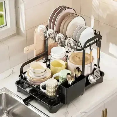 egouttoir vaisselle 2 niveaux ecoulement direct evier grande capacite compact