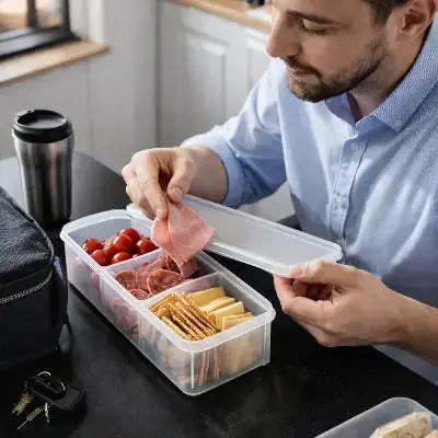 ensemble de 4 boites rangement rectangulaires repas snacks couvercle