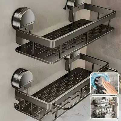 etagere murale cuisine double niveau metal fixation adhesif sans percer rangement epices