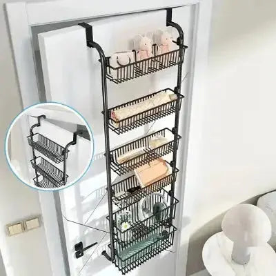 etagere suspendue porte metal noir 5 niveaux grande capacite