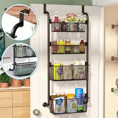 etagere suspendue porte metal noir crochets fixation 5 niveaux robuste