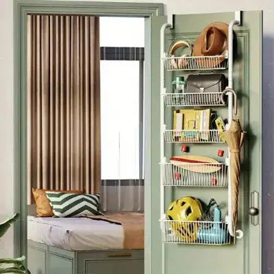 etagere suspendue porte metal blanc multifonction 5 niveaux rangement