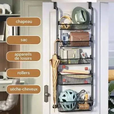 etagere suspendue porte metal noir multifonction 5 niveaux grande capacite