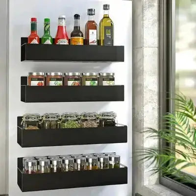 etagere a epices design culinaire murale 4 niveaux noire