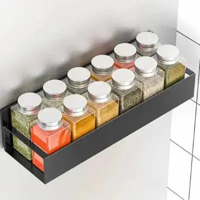 etagere a epices design culinaire murale noire bocaux