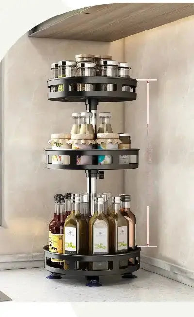 etagere a epices rotative 360 inox trois niveaux reglable hauteur