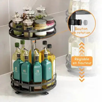 etagere a epices rotative 360 inox reglable hauteur deux niveaux