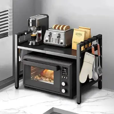 etagere cuisine modulable metal noir micro ondes support ustensiles