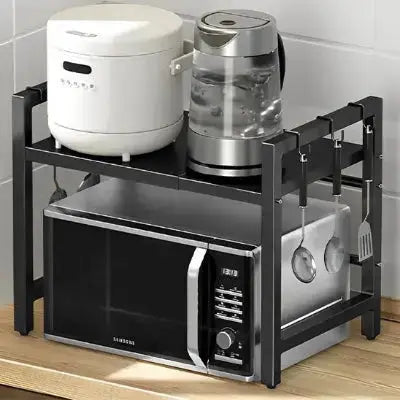 etagere cuisine modulable metal noir support micro ondes ustensiles robuste