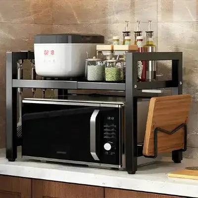 etagere cuisine modulable metal noir support micro ondes planche rangement