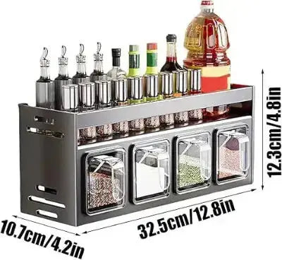 etagere epices mural metal 3 niveaux 32cm 12cm 10cm compact