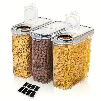 lot de 3 boites de conservation hermetiques pour cereales transparentes