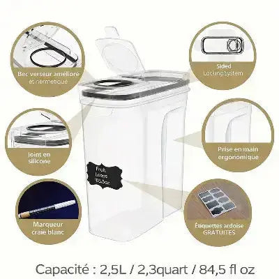 boite de conservation hermetique pour cereales 2 5l etiquettes marqueur