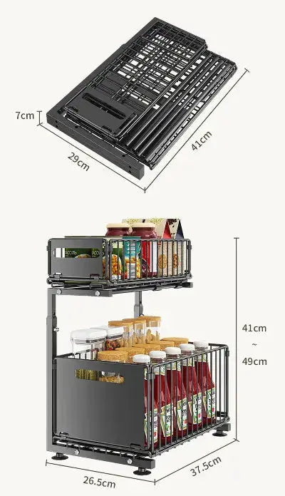 rangement sous evier coulissant 41cm 49cm pliable compact