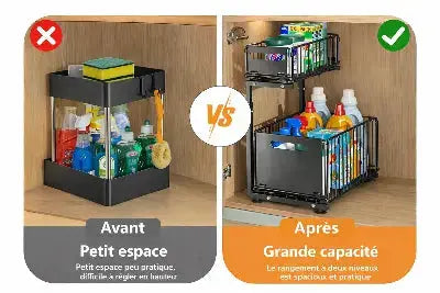 rangement sous evier avant apres coulissant grande capacite