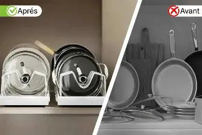 organisateur cuisine multifonctionnel coulissant avant apres rangement casseroles poeles