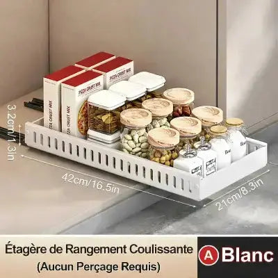 organisateur cuisine multifonctionnel coulissant blanc sans percage 42 cm epices