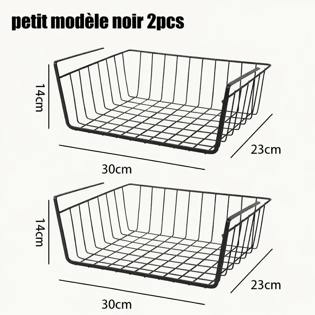 lotde2paniersderangementsousetagerenoir30x23x14cmorganisateursuspendusenfilmetallique
