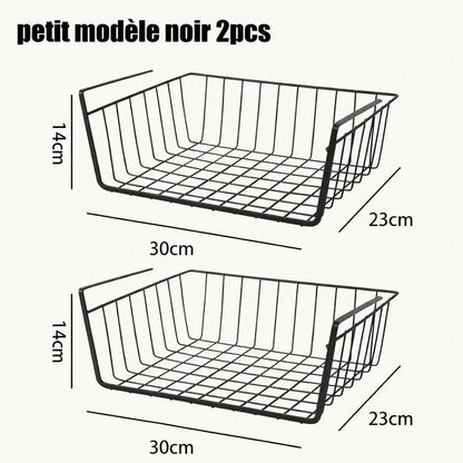 lotde2paniersderangementsousetagerenoir30x23x14cmorganisateursuspendusenfilmetallique