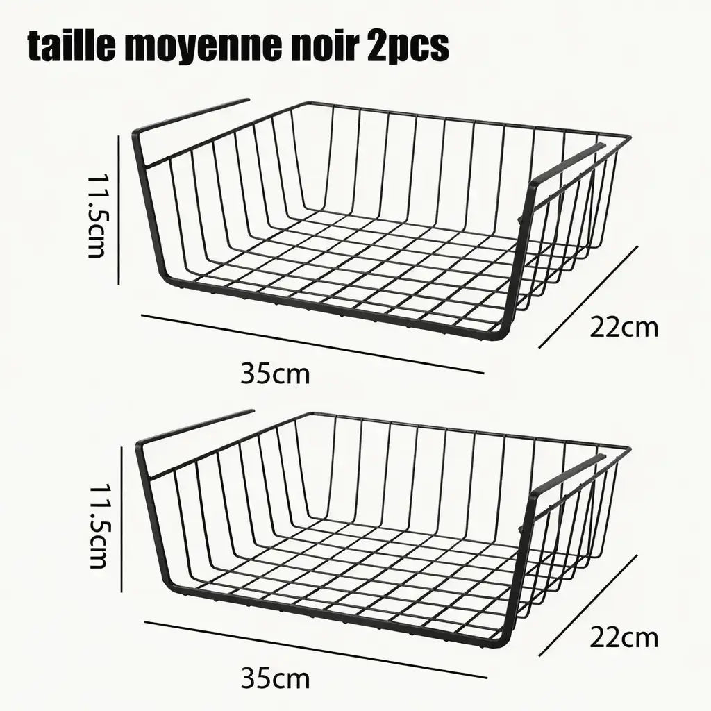 lotde2paniersderangementsousetagerenoirtaillemoyenne35x22x115cmorganisateursuspendusenfilmetallique