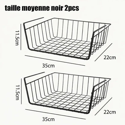 lotde2paniersderangementsousetagerenoirtaillemoyenne35x22x115cmorganisateursuspendusenfilmetallique