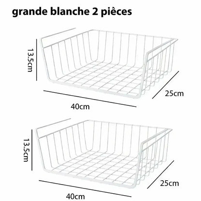 duodepanierssuspendusblancs40x25x135cmorganisateursmetalliquespourrangementarmoireetbureau