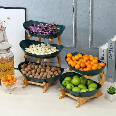 plateau  fruits bambou 3 niveaux rangement fruits legumes design pratique