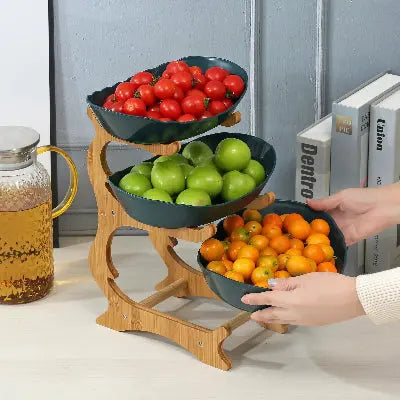 panier fruits bambou 3 niveaux amovible rangement fruits legumes pratique