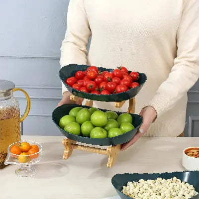 panier fruits bambou 2 niveaux rangement fruits legumes design pratique